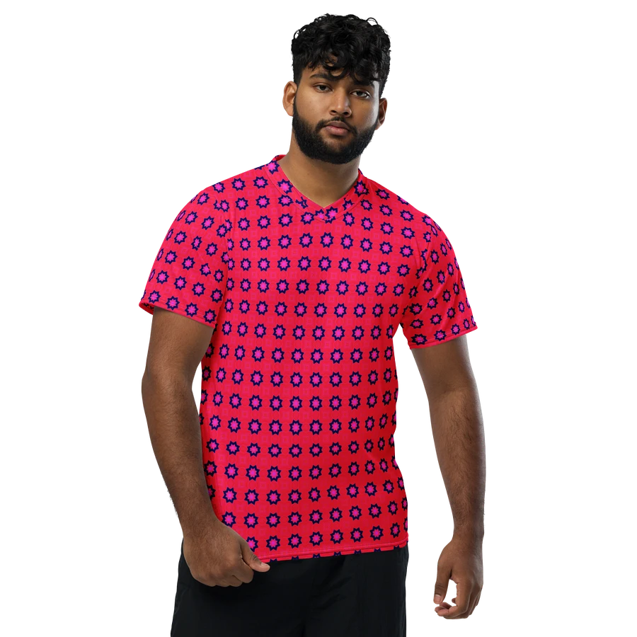 Abstract Red Unisex V Neck Sports Jersey product image (15)