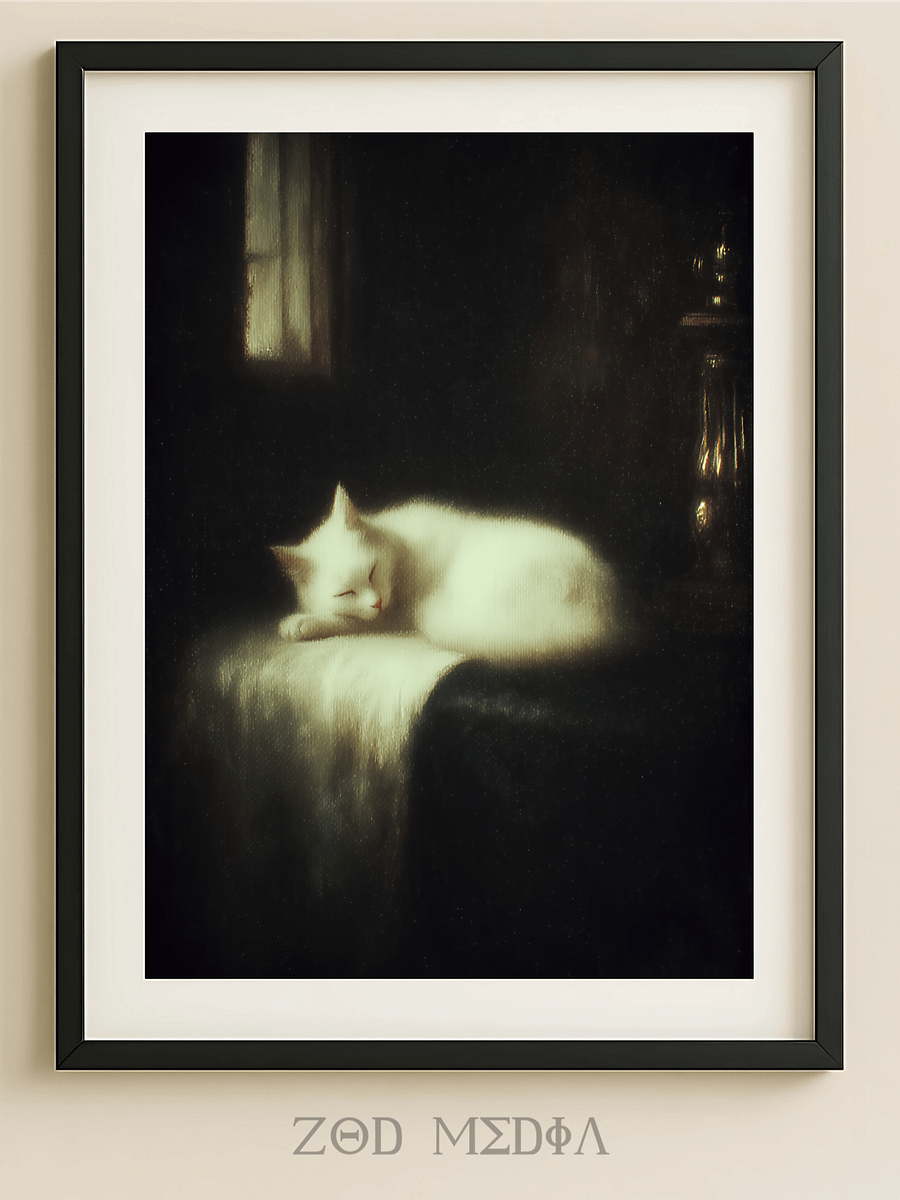 Ethereal Feline – Serene Slumber Art product image (1)