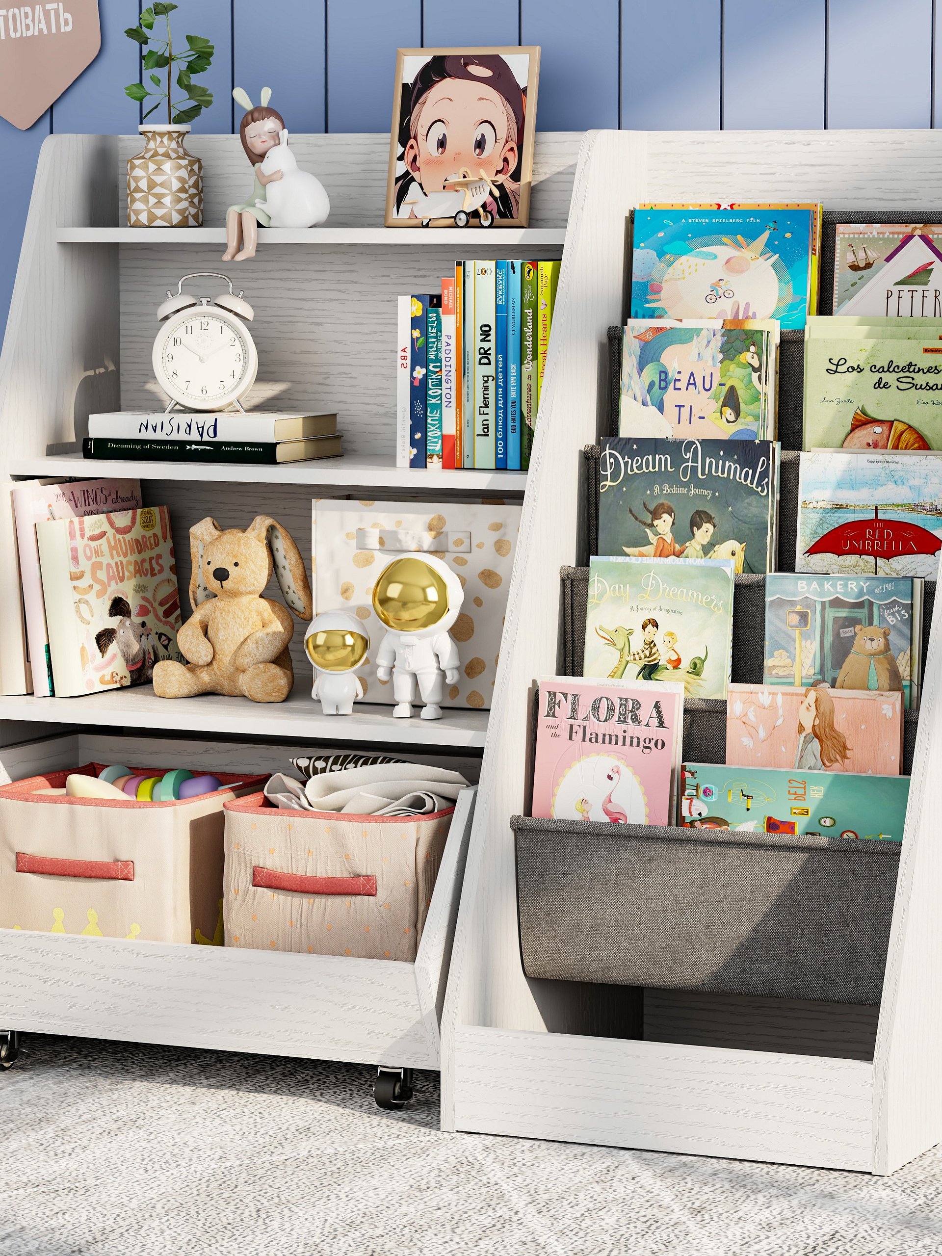 4-Tier Kids Bookshelf and Toy Storage, Book Shelf for Kids Rooms, Wooden bookcase for Toddler Children Baby in Nursery Playroom Living Room - Idea Gifts for Boys and Girls (White) product image (1)