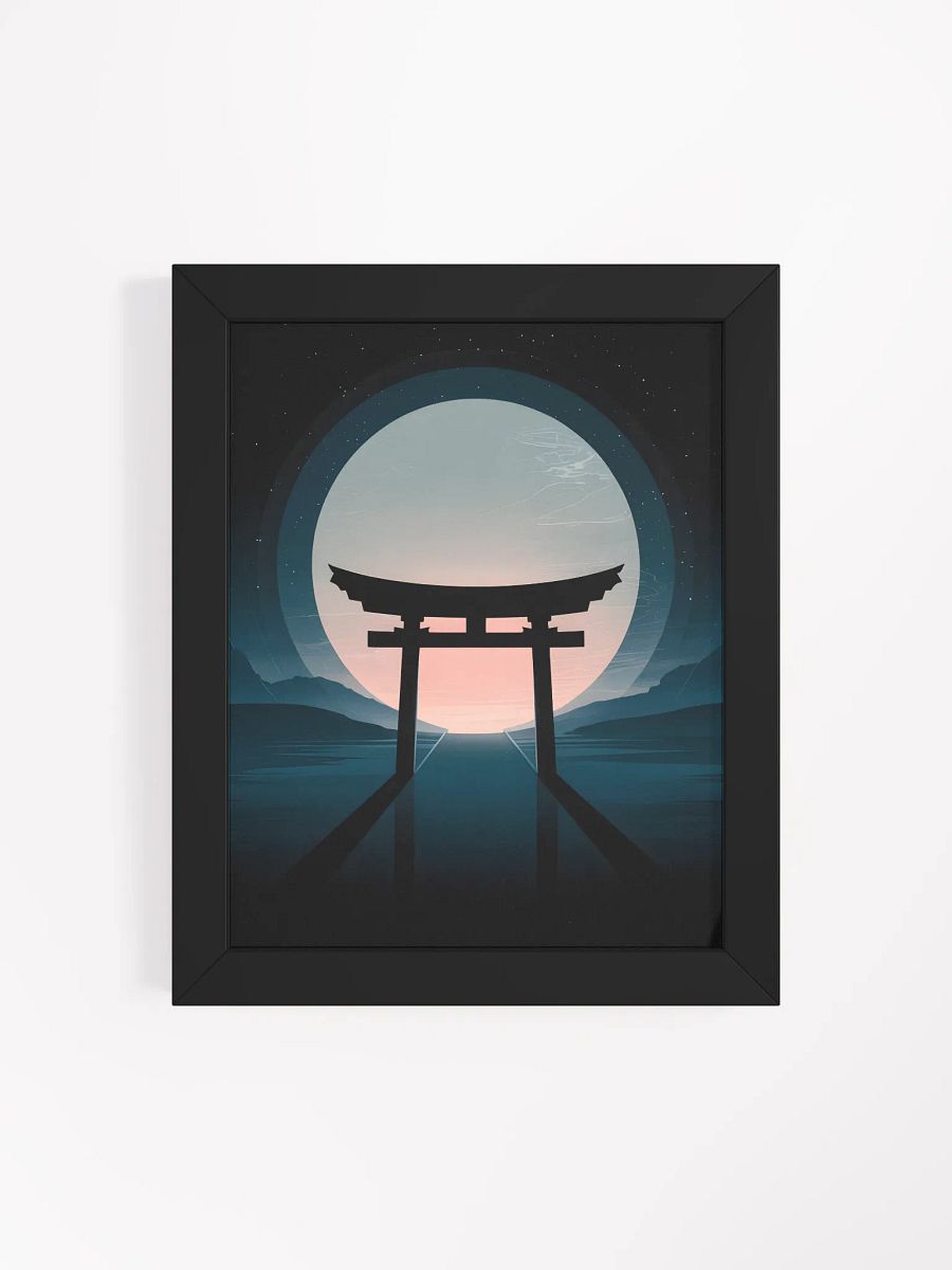 Torii Gate Moon Framed Print | Japanese Landscape Wall Art product image (4)