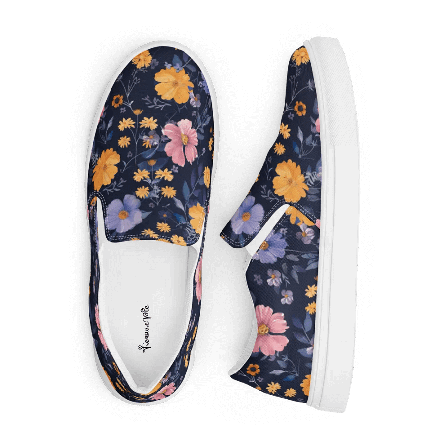 Multicolor Floral Pattern Women's Slip-On Canvas Shoes by Treasure Pie product image (10)