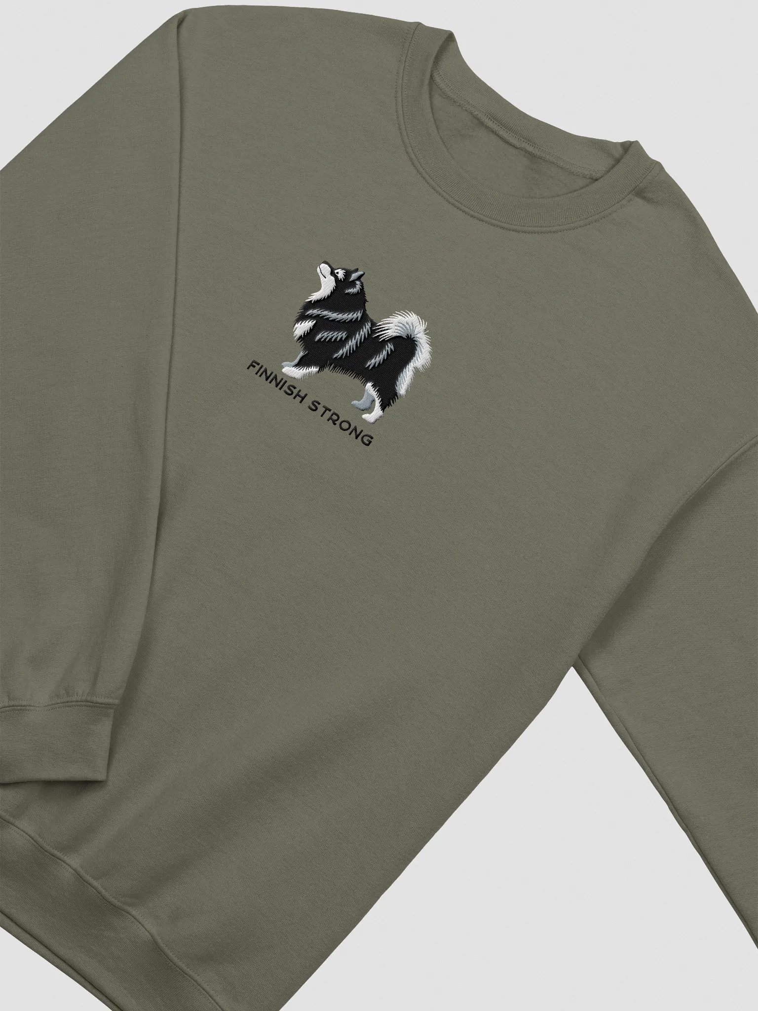 Finnish Strong Sweatshirt (Embroidered) of a Finnish Lapphund(Black) product image (6)