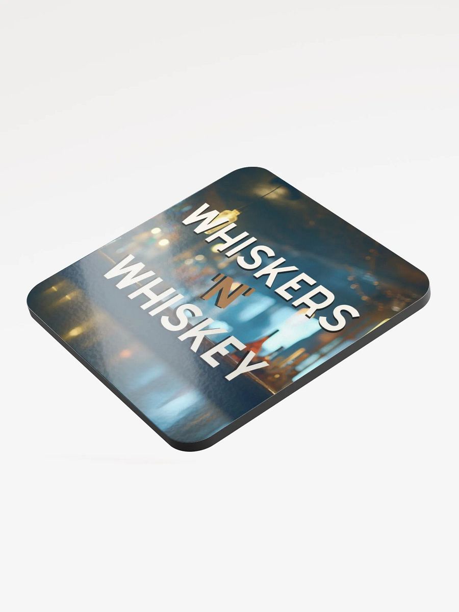 Whiskers 'N' Whiskey Glossed Cork Coaster product image (3)