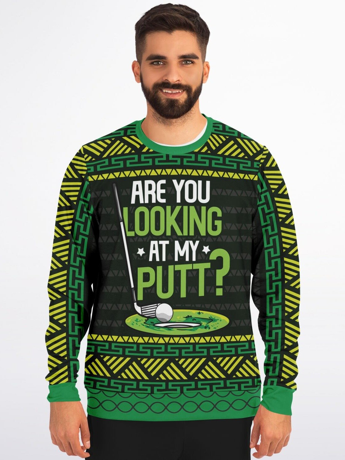Funny Golf Sweatshirt - Are You Looking at My Putt | Golfer Christmas Gift | Unisex Winter Golf Outfit | Holiday Golf Humor Sweater product image (3)