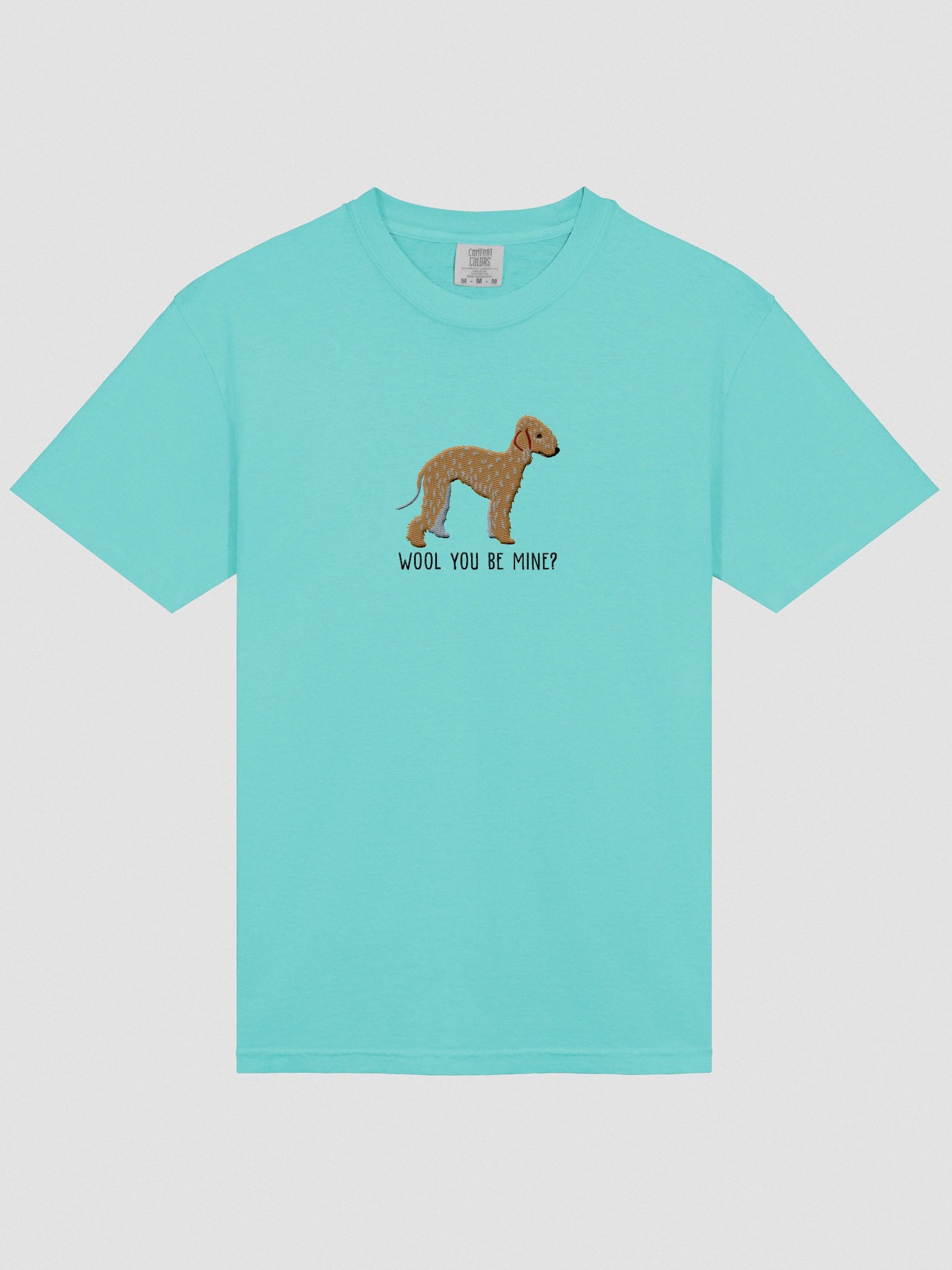Wool You Be Mine? T-Shirt(Embroidered) of a Bedlington Terrier(Tan) product image (6)