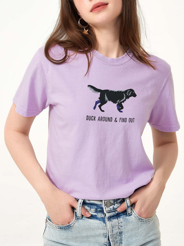 Duck Around and Find Out T-Shirt(Embroidered) of a Flat-Coated Retriever(Black) product image (2)