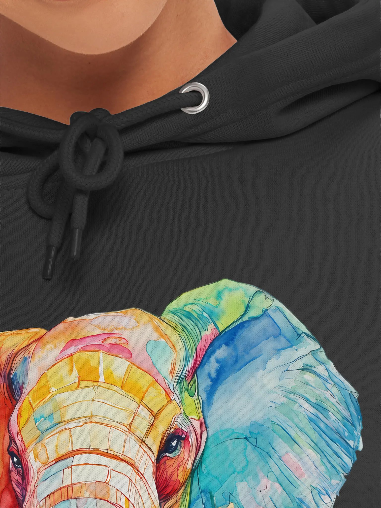 Vibrant Elephant Head Graffiti Design Hoodie product image (47)