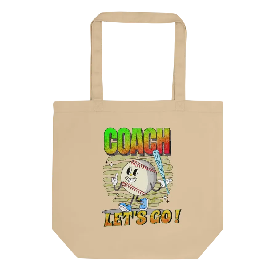 Retro Mascot Coach Lets Go Baseball Tote Bag product image (1)