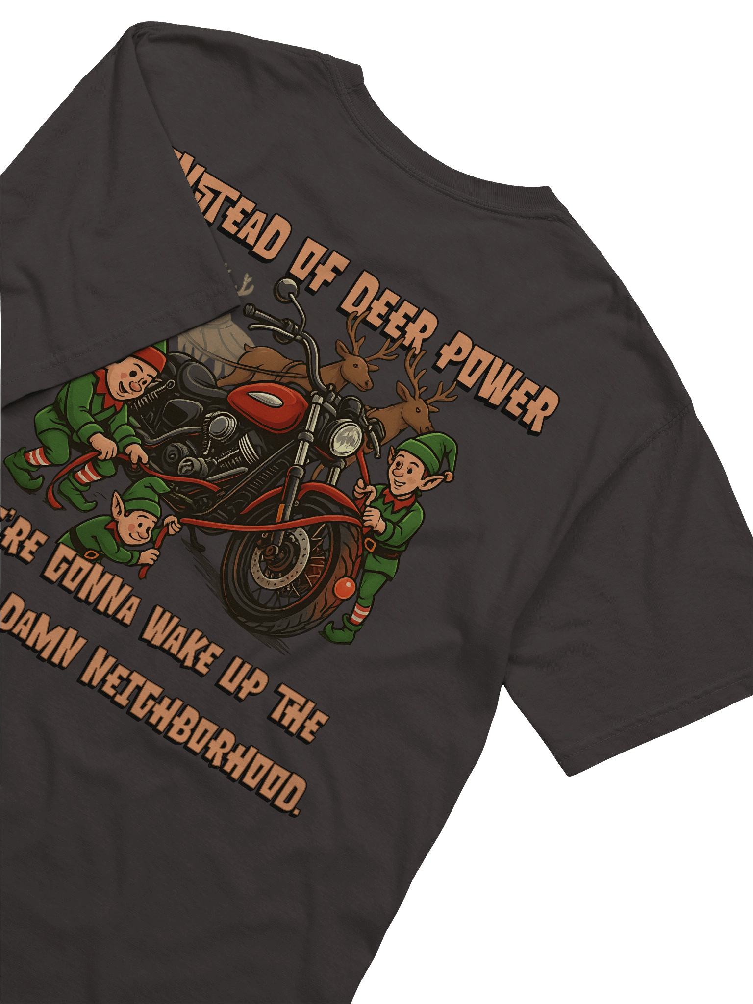 Throttle & Iron “Reindeer Power” Holiday Tee — Neighborhood Edition (Pocket Design) product image (7)