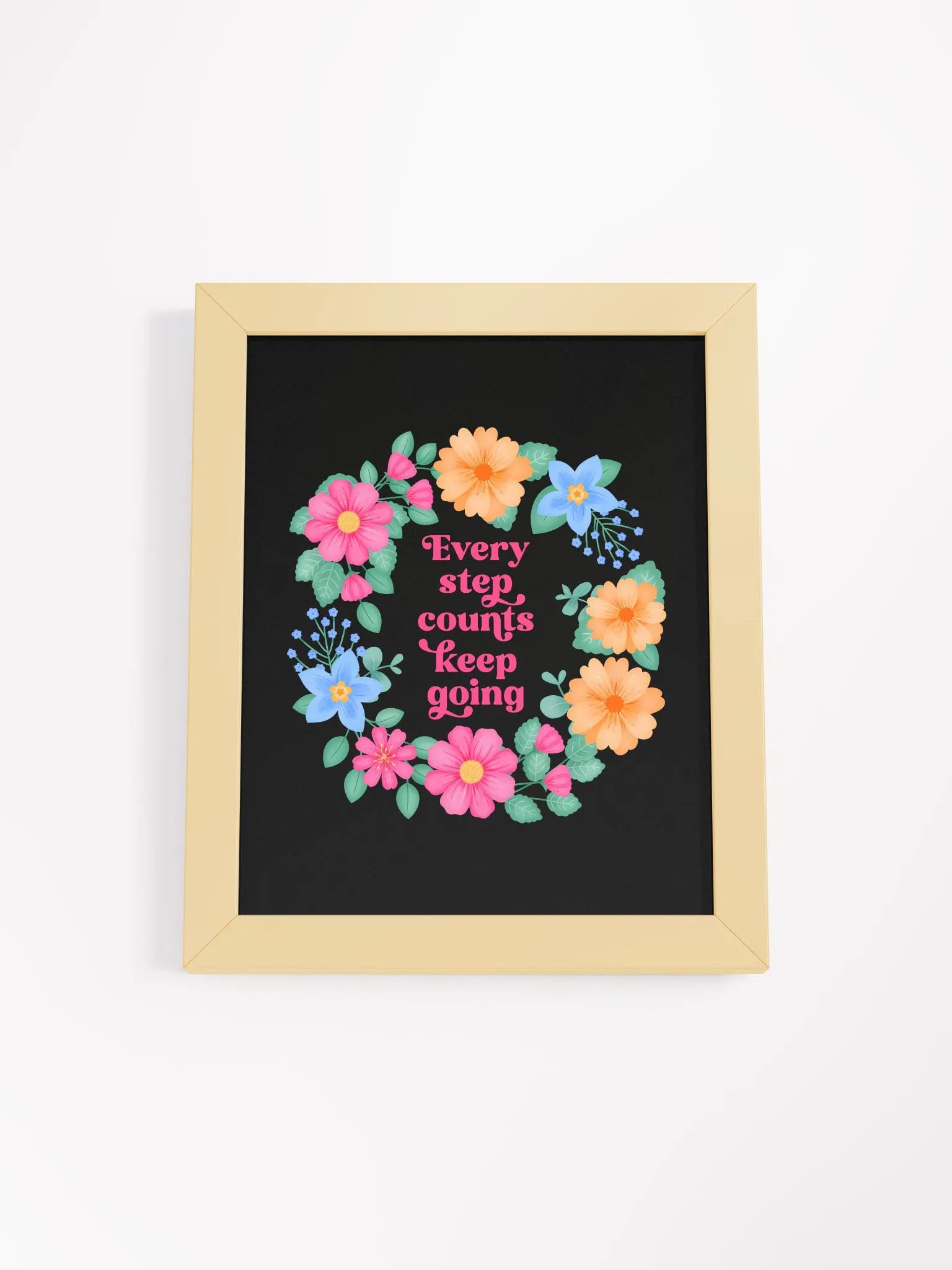 Every step counts keep going - Motivational Wall Art Black product image (4)