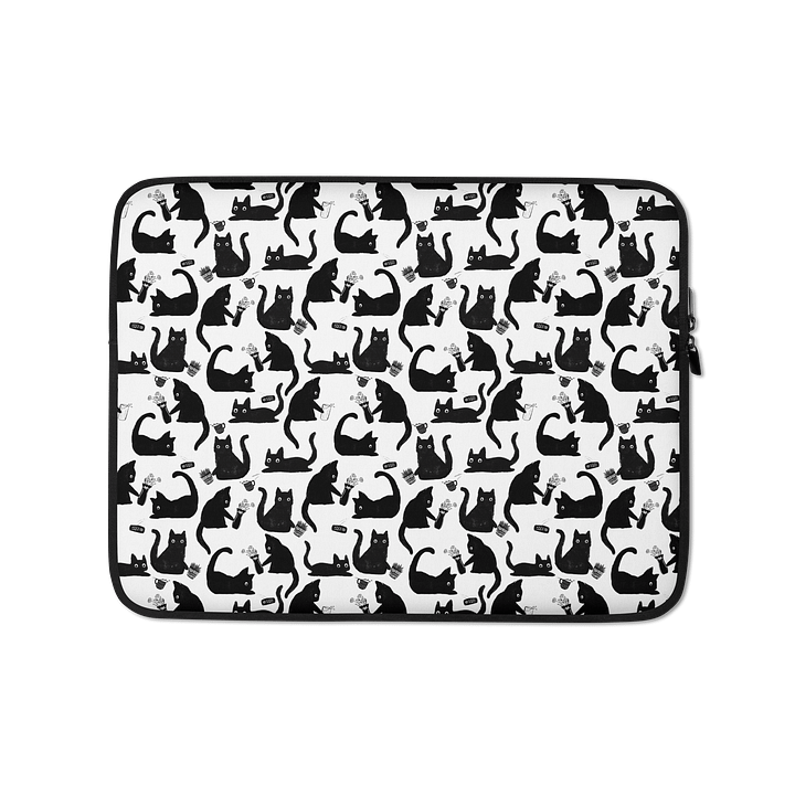Bad Cats Knocking Stuff Over Patterned Laptop Sleeve product image (1)