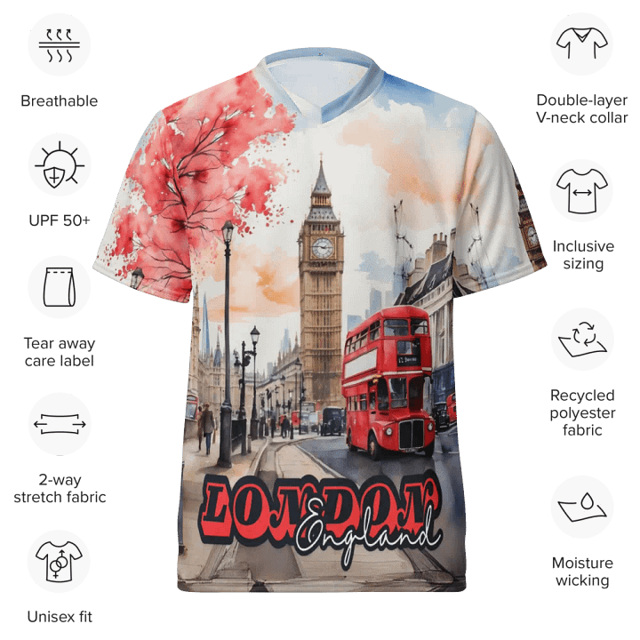 London England Watercolor All Over Print Jersey Shirt product image (2)