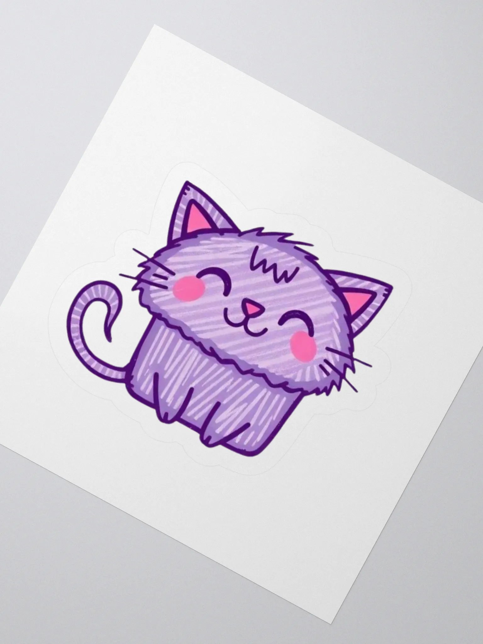 Whimsical Purple Cat Kiss Cut Stickers product image (4)