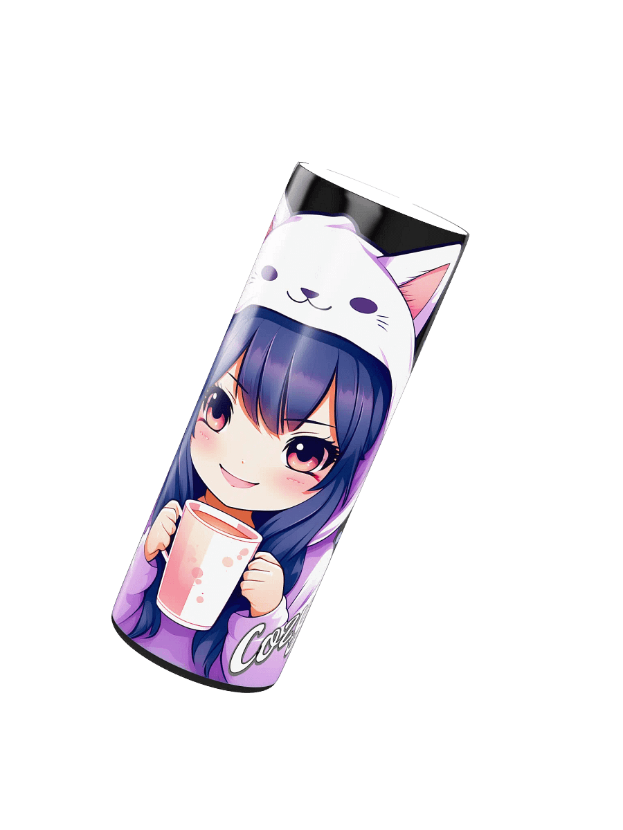 Cozy Kawaii Anime Girl 20 oz Skinny Stainless Steel Tumbler - Black product image (3)