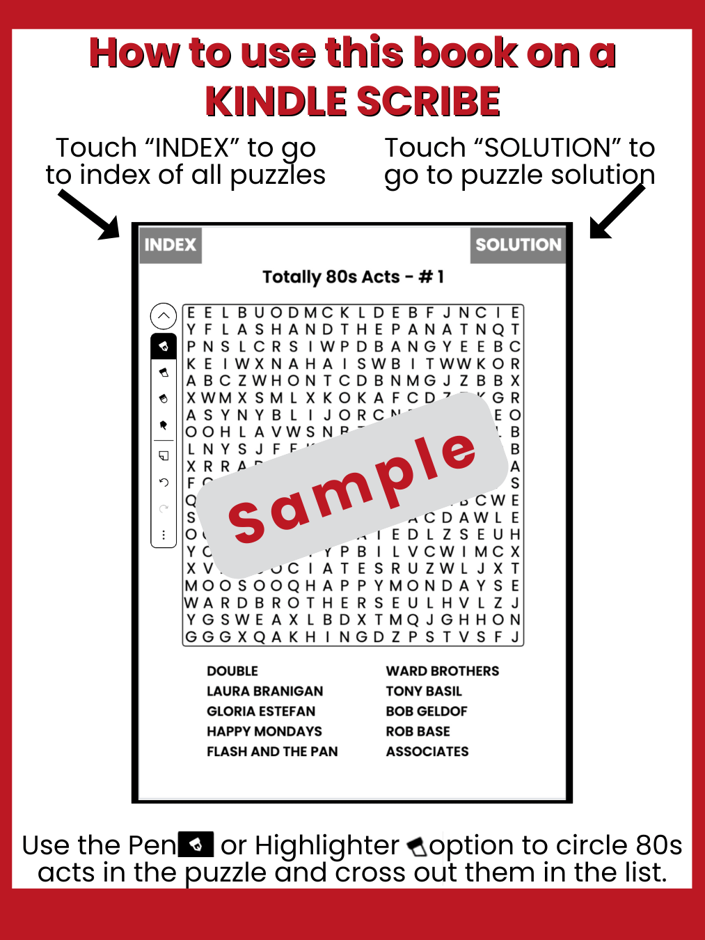80s Acts Word Search: Interactive PDF for Kindle Scribe product image (2)