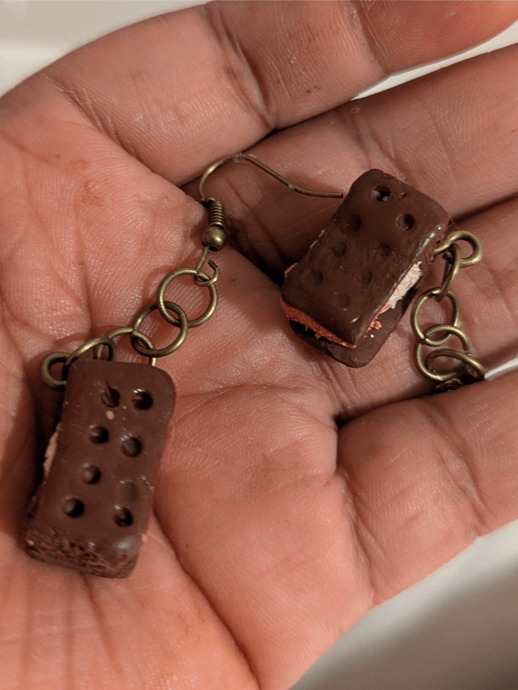 Neapolitan Ice Cream Sandwich Earrings – Handmade Polymer Clay product image (1)