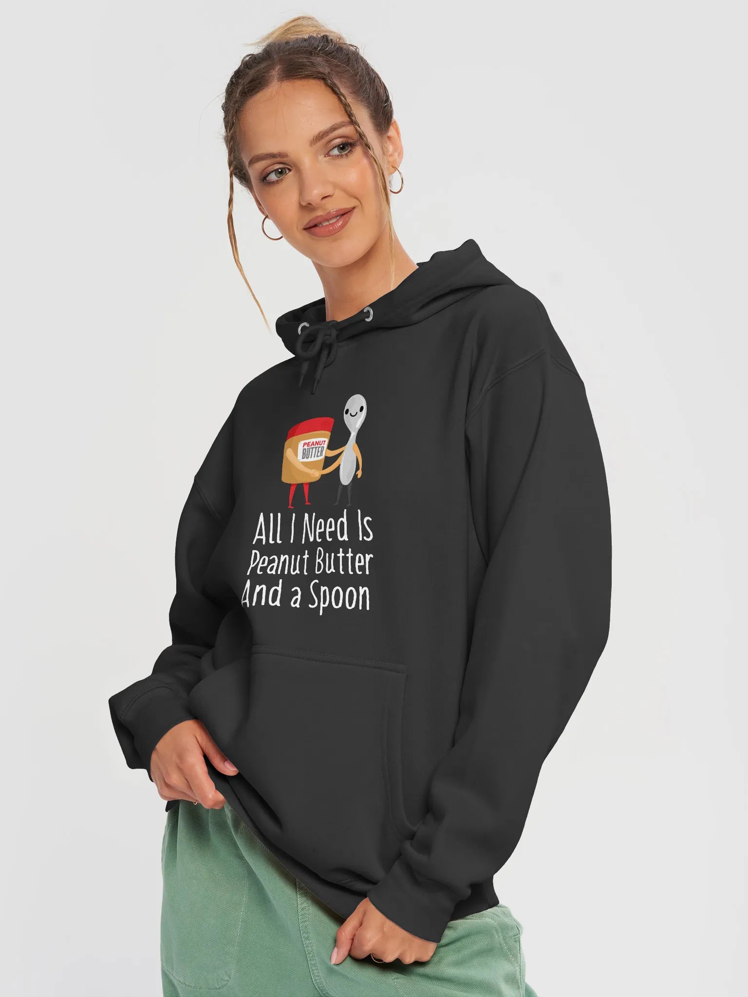All I Need Is Peanut Butter And Spoon Funny Peanut Butter Lover Hoodie product image (3)