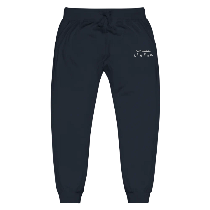 *not* mentally linear (lined design) embroidered fleece sweatpants product image (12)
