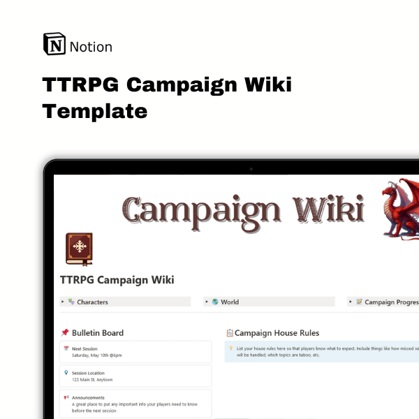 TTRPG Campaign Wiki | Notion Template product image (1)