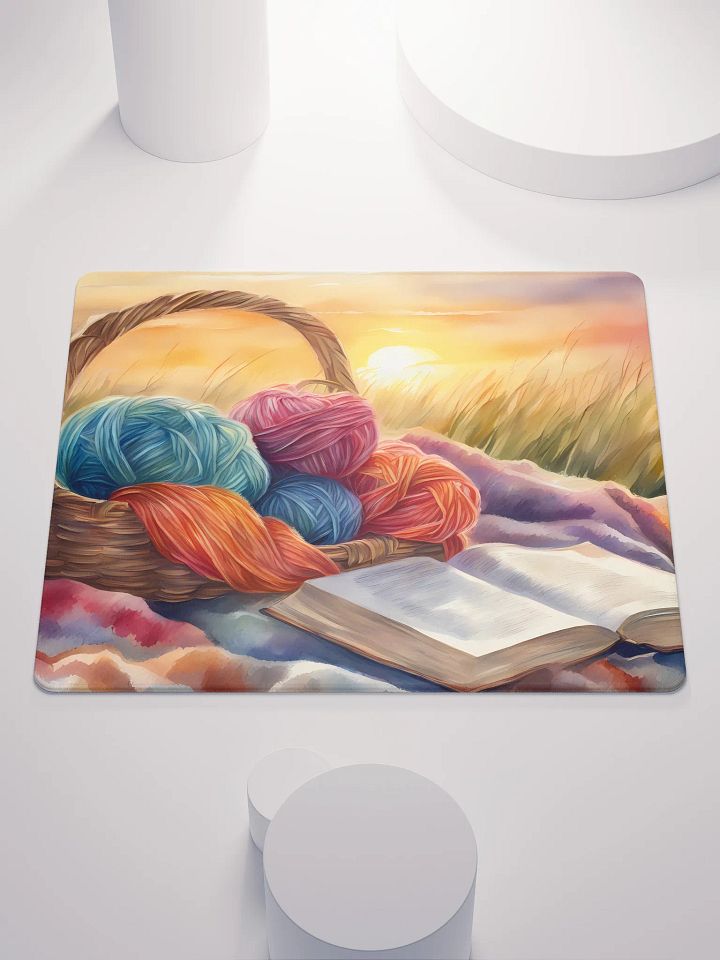 Yarn Basket with a Book at Sunrise, Gaming Mouse Pad, 2 Sizes product image (1)
