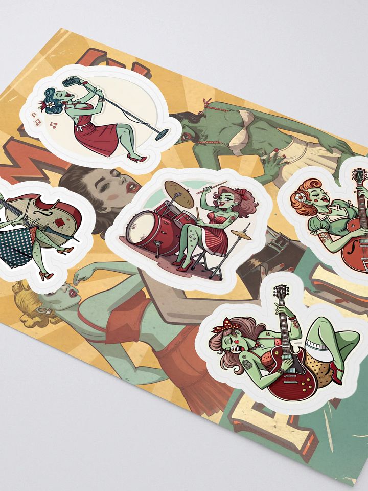 Zombie Pin-up band Sticker Sheet product image (2)