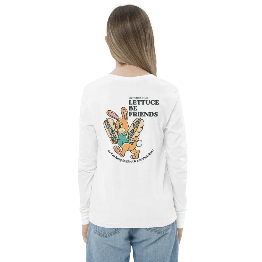 Lettuce Be Friends Cartoon Rabbit Long Sleeve Tee product image (7)