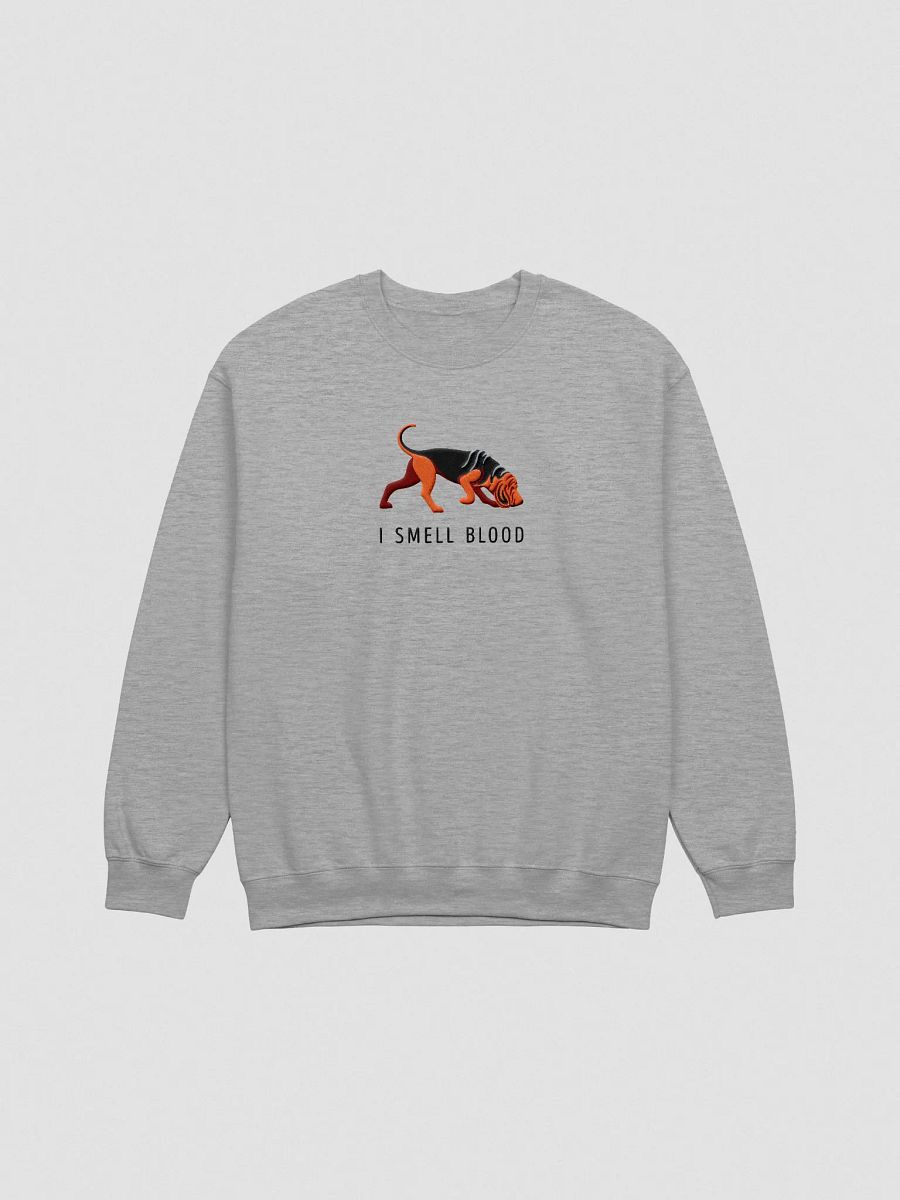 I Smell Blood Sweatshirt (Embroidered) of a Bloodhound(Black & Tan) product image (4)