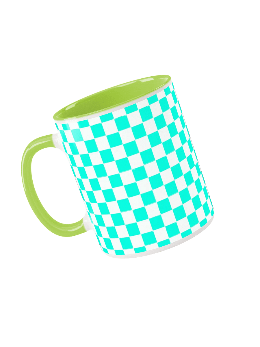 Checkered! Neon Aqua Blue and White Checkers Mug product image (48)