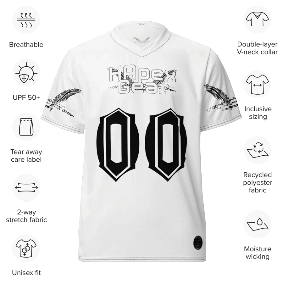 Capital EISKO - White - Recycled Unisex Sports Jersey - White HApex Gear Black Logo product image (9)