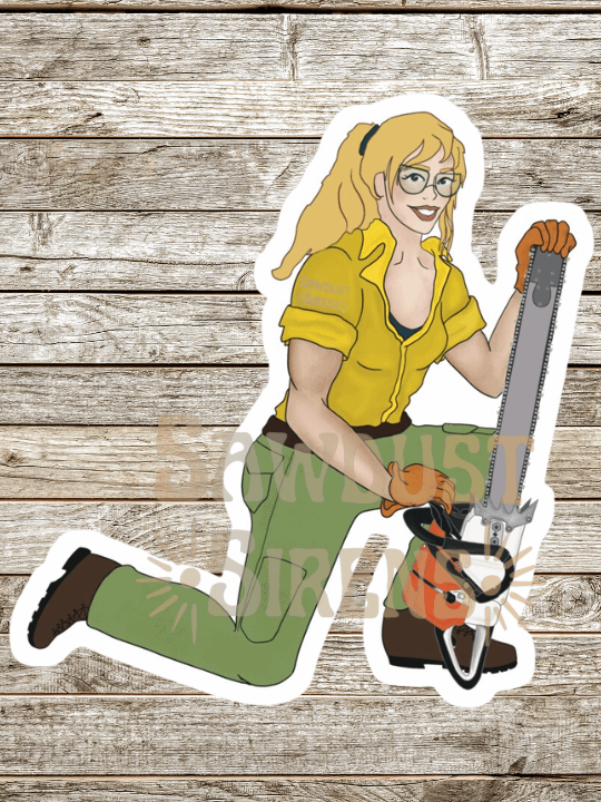 Blonde Chainsaw Pinup Sticker product image (1)