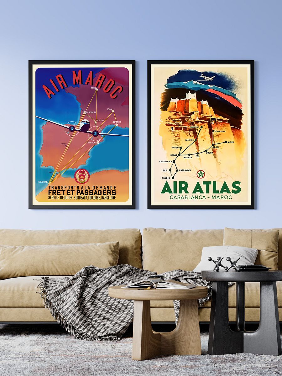 Morocco, Air Atlas, 1950s — retro travel poster, vintage travel print product image (2)