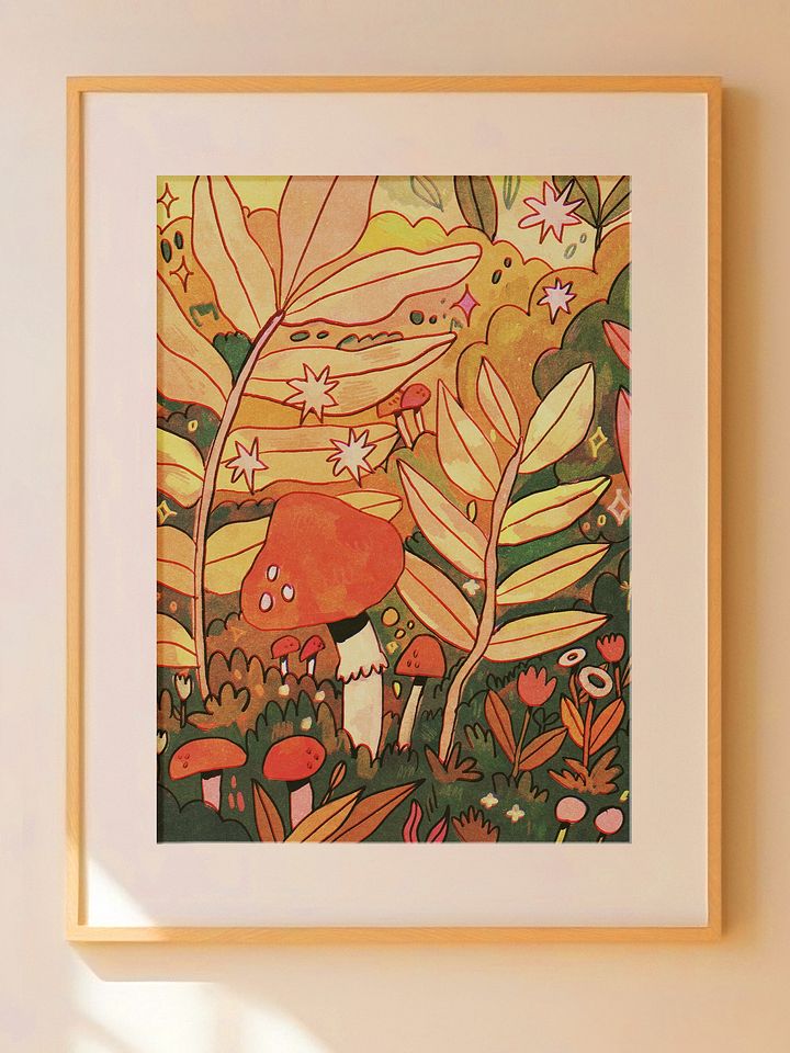 Mushrooms & Leaves Print product image (1)