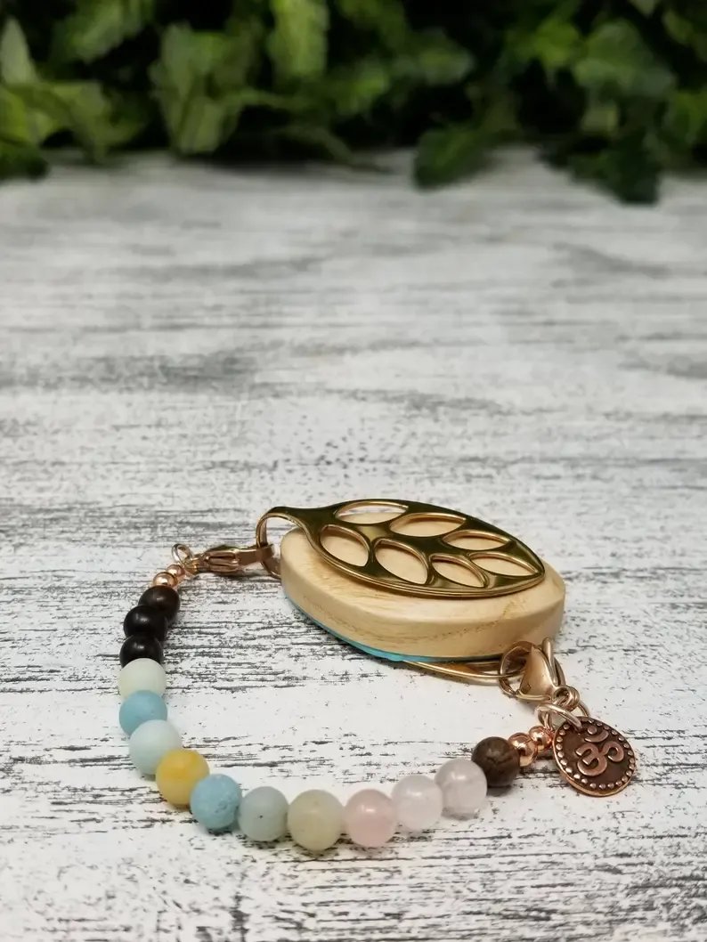 Sacred Balance Bracelet | Amazonite & Rose Quartz | Handmade Accessory for Bellabeat Leaf Urban & Ivy product image (1)