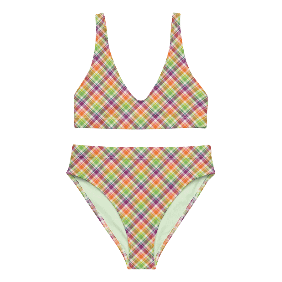 Purple, Orange, and Lime Green Plaid Bikini product image (2)