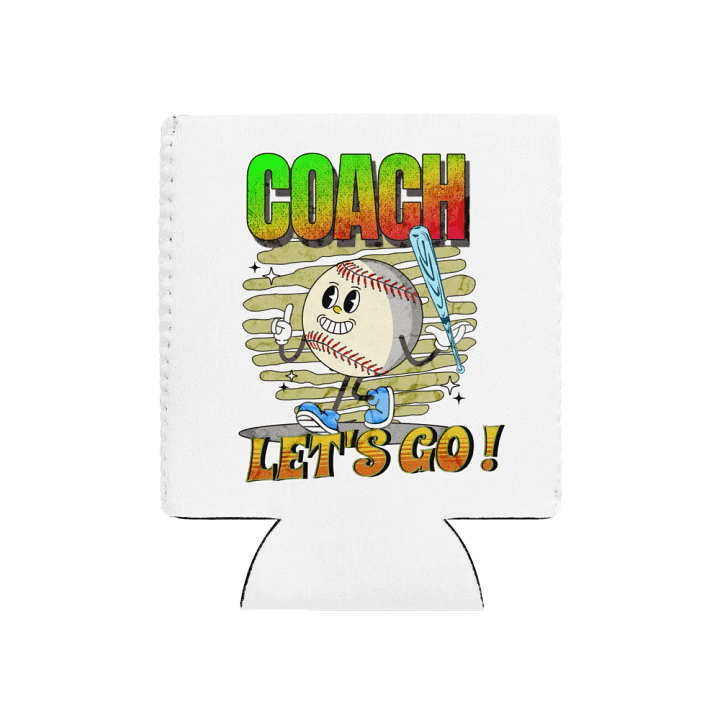 Retro Mascot Coach Lets Go Baseball Can Cooler product image (1)