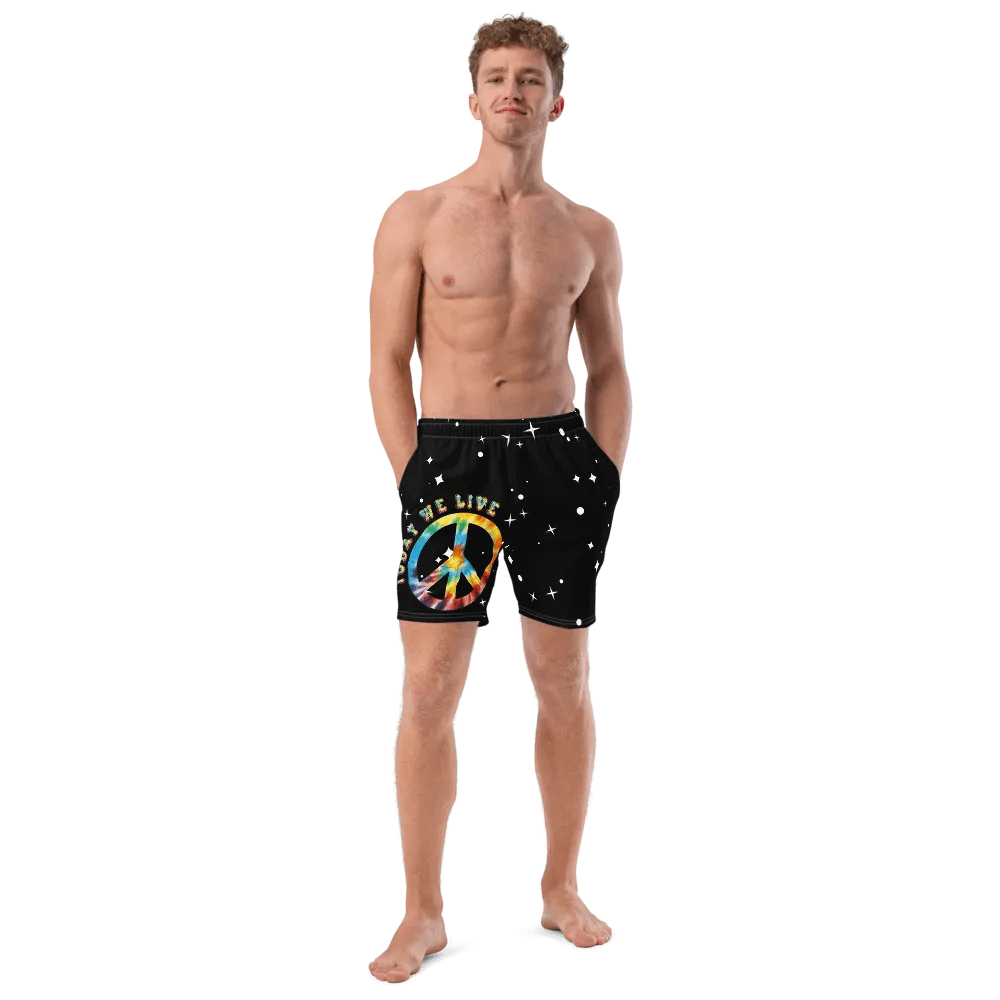 Peace and Love among the stars swim trunks product image (2)