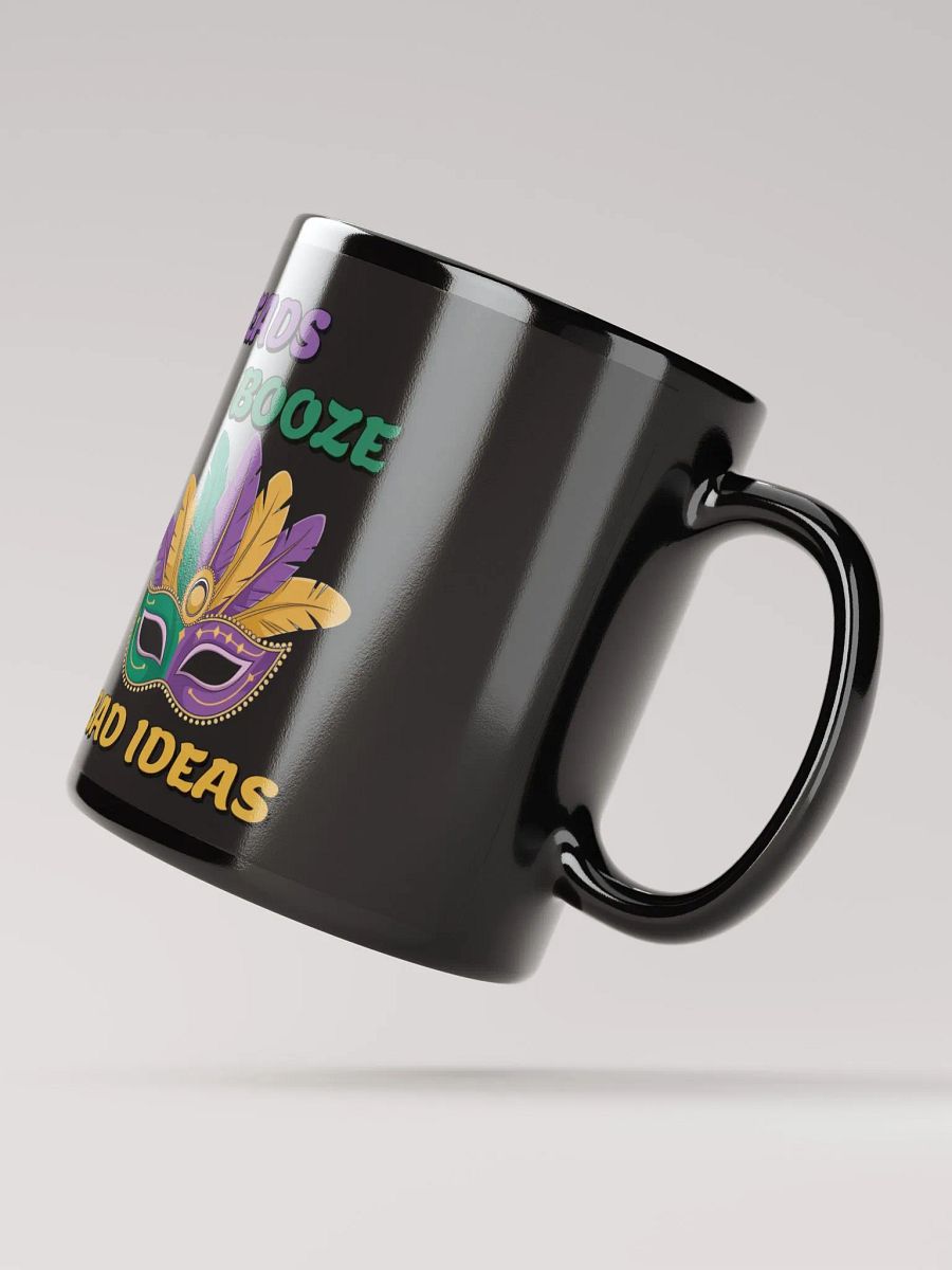 Beads, Booze And Bad Ideas - Funny Mardi Gras Black Coffee Mug product image (12)