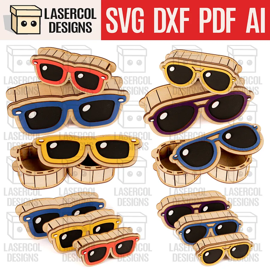 Glasses Shaped Boxes Bundle Set 1 & 2 - Laser Cut Files product image (1)