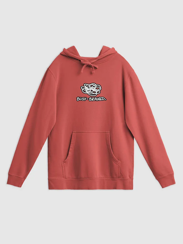 BUSY-BRAINED (lined design) printed pigment hoodie product image (3)