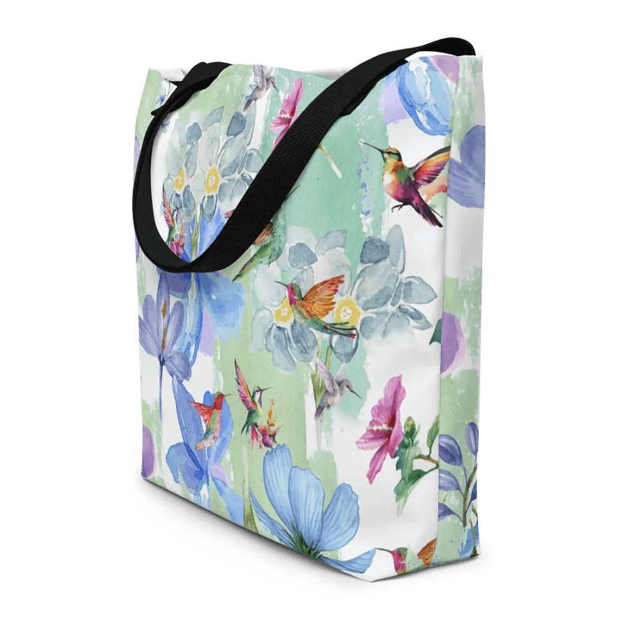 Big printed tote bag with hummingbird design product image (7)