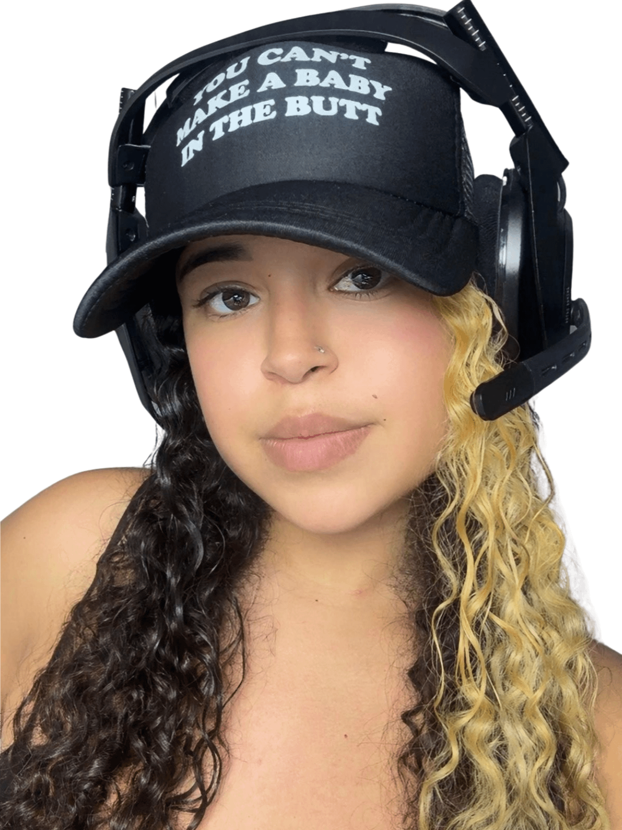 "You Can’t Make a Baby in the Butt" Trucker Hat – Black product image (2)