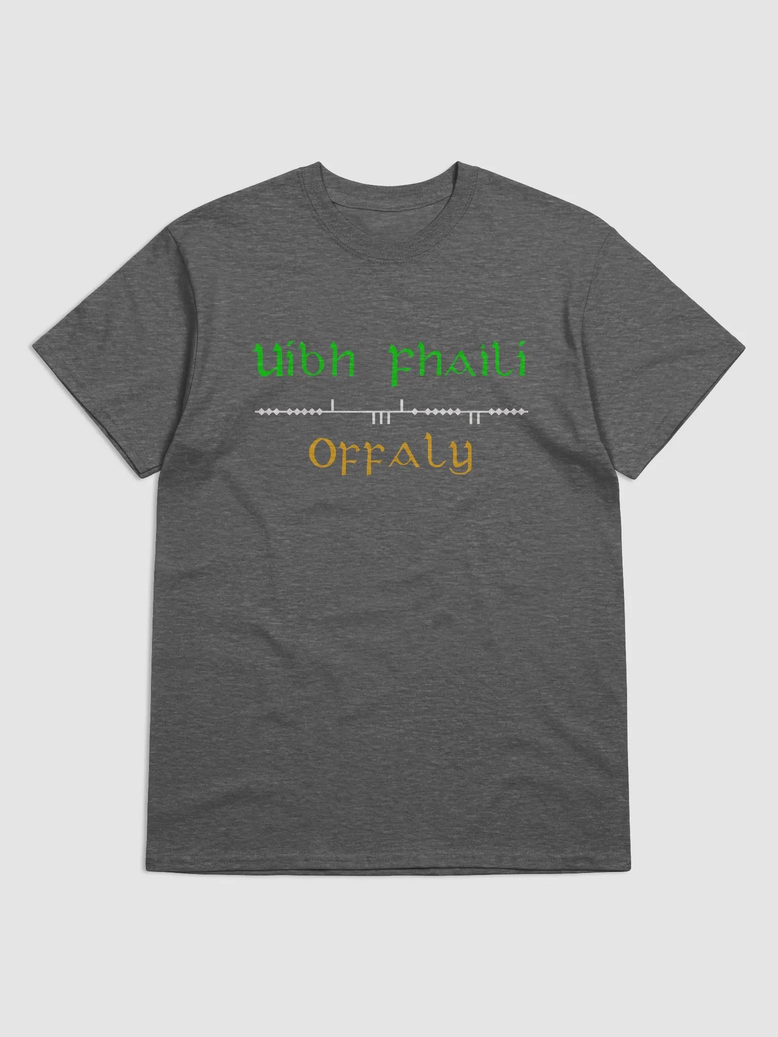 Offaly/Uíbh Fhailí Scholastic style Ogham printed T-shirt product image (49)