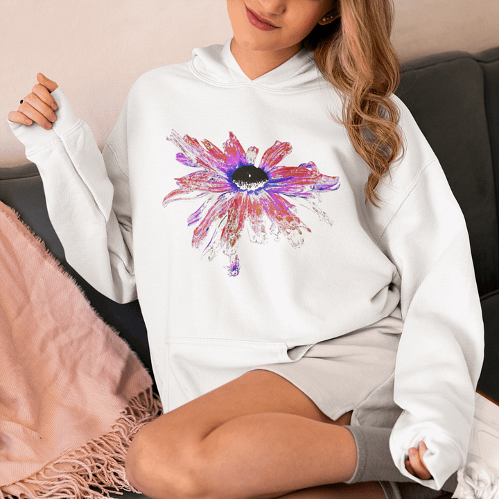 Abstract Distressed Pink Daisy Unisex Hoodie product image (1)