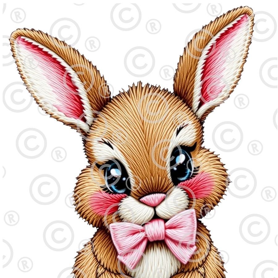 Cute Faux Embroidered Easter Bunny Digital Download – High-Quality PNG product image (1)