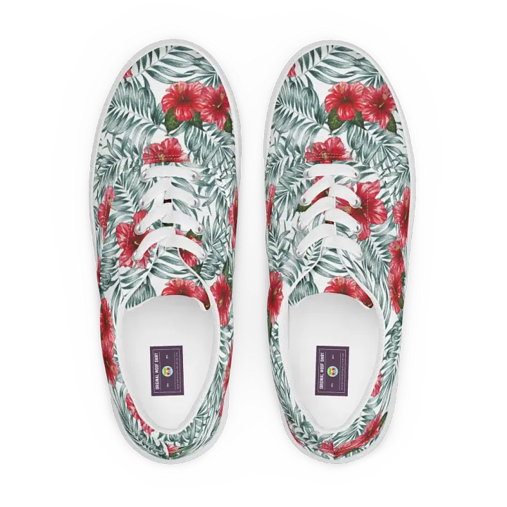 Hibiscus Leaf Design | Women's Lace-Up Canvas Shoes product image (1)
