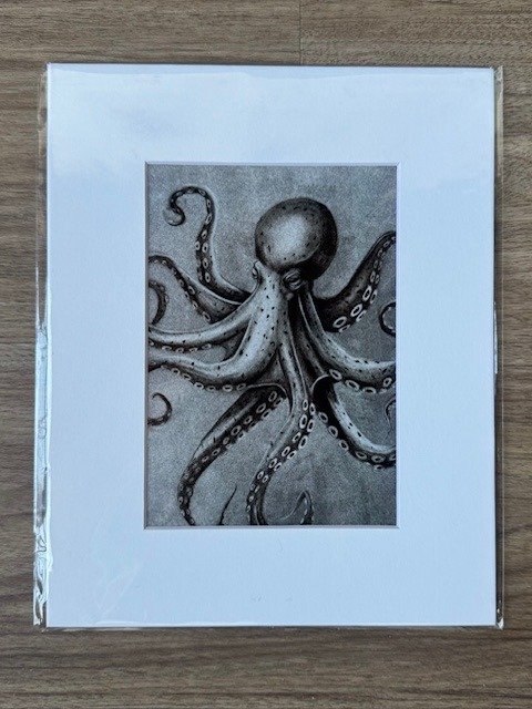octopus charcoal print - 5x7" product image (1)