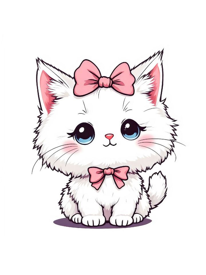 14 Adorable Fluffy Kitten with Pink Bows – Cute Cat Art for Animal Lovers - Kitten clipart collection product image (1)