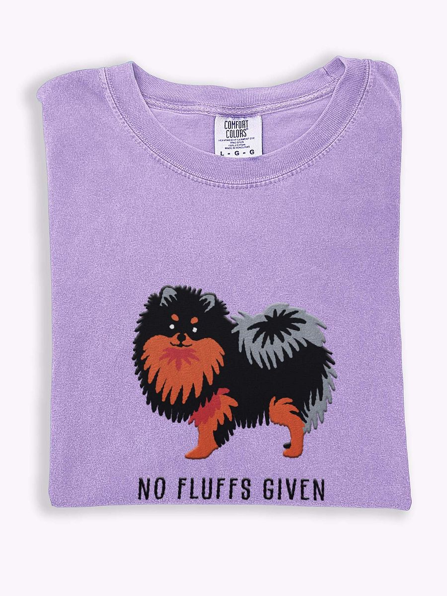 No Fluffs Given T-Shirt(Embroidered) of a Pomeranian(Black & Tan) product image (1)