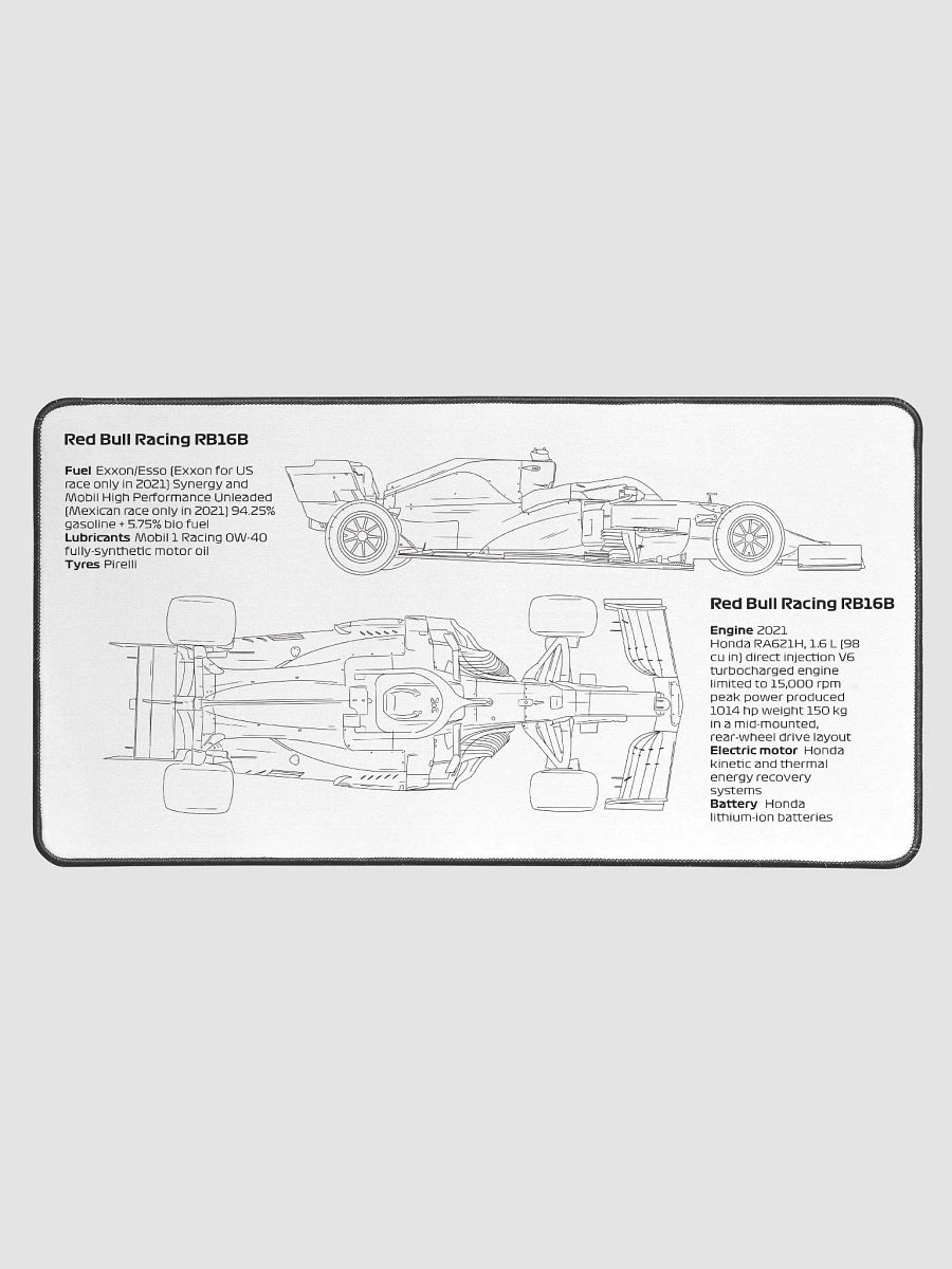 Red Bull Racing RB16B technical blueprint drawing - mouse and keyboard pad product image (1)