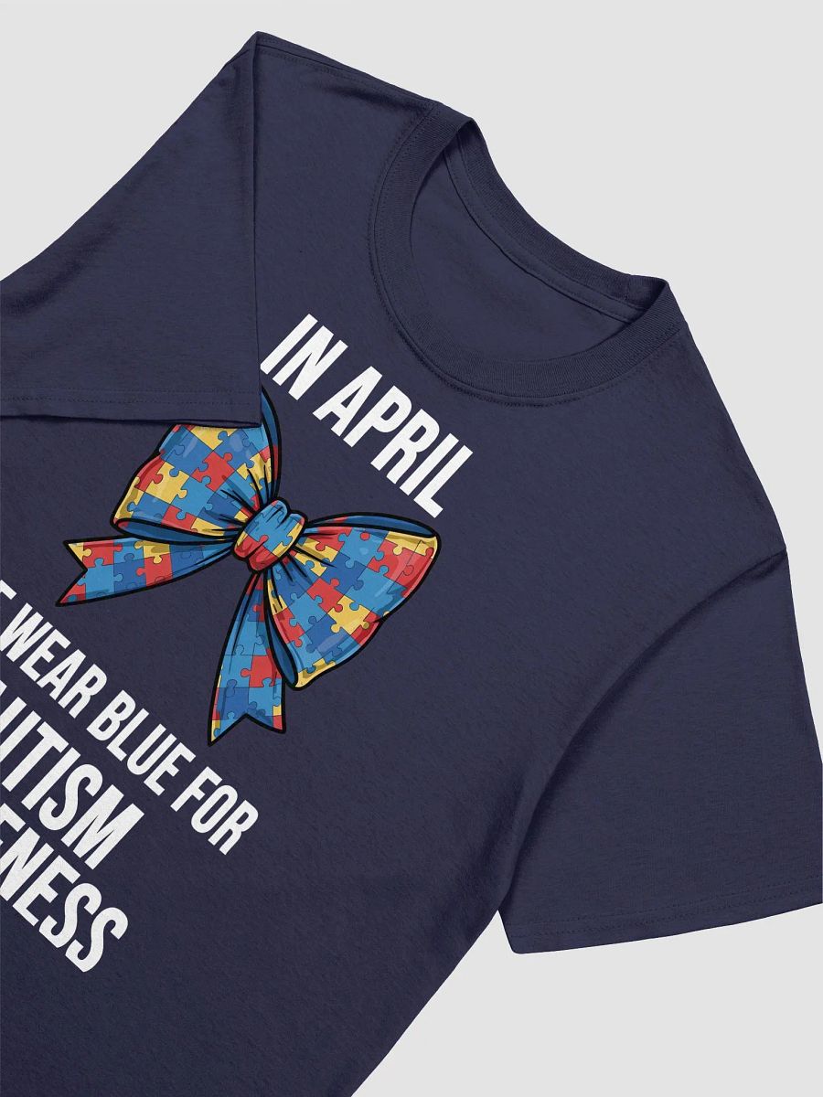 In April We Wear Blue - Autism Awareness Bow Puzzle T-Shirt product image (3)